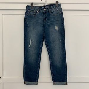 Gap Factory skinny roll up destructed jeans
